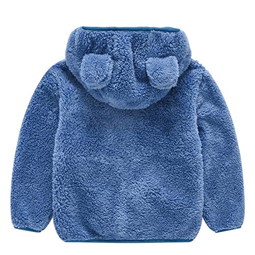 Winterjacke Baby Junge, Kapuzenjacke Baby Kinder mit Niedlichen Bärenohren Teddy Fleece Jacken - Warme Dicke Winterjacke Korallenfleece Reißverschluss Plüschjacke für Junge Mädchen 100 von Mobanna