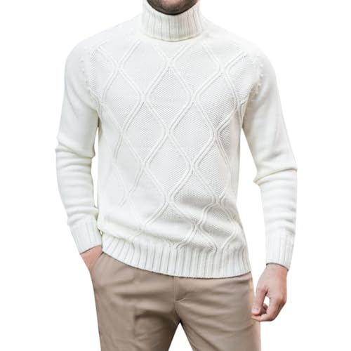 Zopfmuster Pullover Herren, Strick Pullover Für Herren Winter Warm Ohne Kapuze Sweatshirt - Knitted Herrenpullover Strickpulli Rundhal Strickpullover Slim Fit Feinstrick Pulli Sweater XL von Mobanna