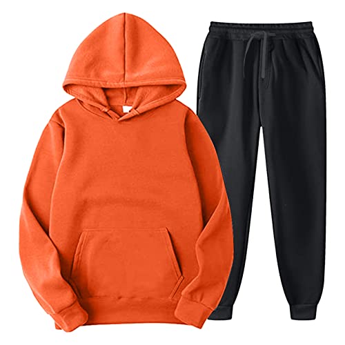 Zweiteiler Herren Baumwolle Jogging Anzug Tracksuit - Sportbekleidung Langarm Trainingsanzug Herren Einfarbig Hoodie mit Kapuze und Taschen Hausanzug Set Klassisch Sportanzug von Mobanna