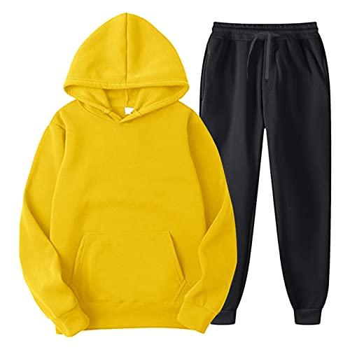 Zweiteiler Herren Baumwolle Jogging Anzug Tracksuit - Sportbekleidung Langarm Trainingsanzug Herren Einfarbig Hoodie mit Kapuze und Taschen Hausanzug Set Klassisch Sportanzug von Mobanna