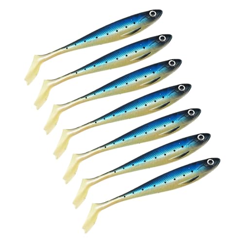 Mocoocouture 7 Stücke Schwimmköder Künstliche Köder Für Forelle Walleye Weiche Angelköder Paddelschwanz Swimbaits Angelköder 10 cm von Mocoocouture