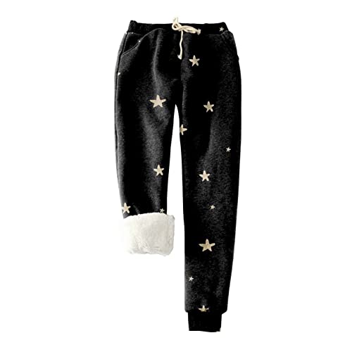 Fleecehose Damen Warm Winter Lang Haushose Pyjamahose Flauschig Thermohose Gefüttert Sport Plüsch Teddy Fleece Winterhose Fitness Sport Hosen Leggings Freizeithose Yogahose von Modaworld