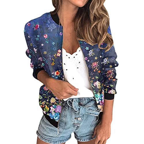 Modaworld Damen Bomberjacke Mantel Light Bomber Jacket leichte Fliegerjacke Blouson Pilotenjacke Kurzjacke Damenjacke Herbst Frühling College Jacke von Modaworld