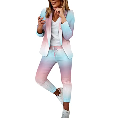 Modaworld Damen Elegant Business Anzug Set Hosenanzug Damen Elegant Business Anzug Set Hosenanzug Blazer Hose 2-teilig Anzug Karo Kariert Zweiteiler Slimfit Streetwear Festlich Sportlich Hosenanzug von Modaworld