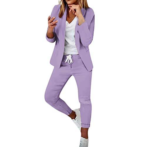 Modaworld Damen Elegant Business Anzug Set Hosenanzug Damen Elegant Business Anzug Set Hosenanzug Blazer Hose 2-teilig Anzug Karo Kariert Zweiteiler Slimfit Streetwear Festlich Sportlich Hosenanzug von Modaworld