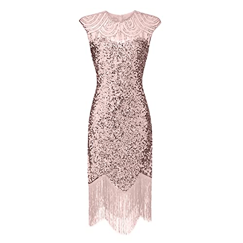 Modaworld Damen Flapper Kleid 20er Jahre Gold Pailettenkleider für Glitzer Kleid Party Kurz Kostüm Kleid DamenPailletten Retro 1920er Jahre Stil V-Ausschnitt Great Gatsby Damen Partykleid von Modaworld