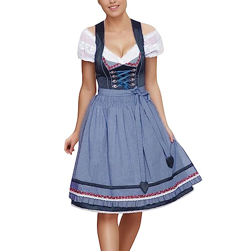 Modaworld Dirndl Damen midi Trachtenkleid Damen Trachtenrock Trachtenmode Kleid Dirndlbluse für Oktoberfest von Modaworld