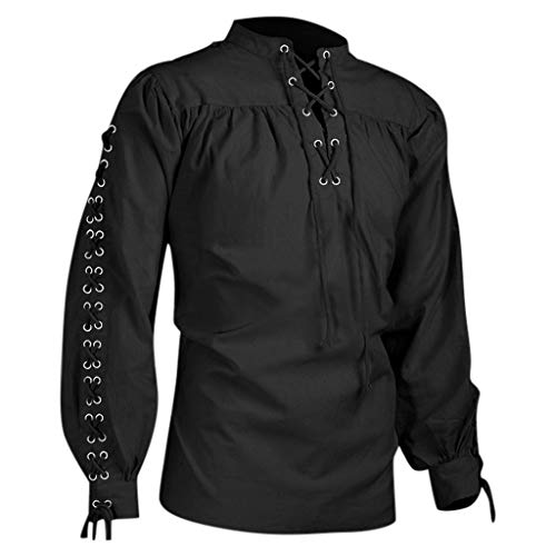Modaworld Herren Baumwolle Klassisch Schottisch Jacobit Ghillie Kilt Shirt Langarm Gemütliche Schnürung Piraten Shirts Mittelalter Vintage Kostüm Tops Modaworld Herren Baumwolle Klassisch Schottisch Jacobit Ghillie Kilt Shirt Langarm Gemütliche Schnürung Piraten Shirts Mittelalter Vintage Kostüm Tops von Modaworld