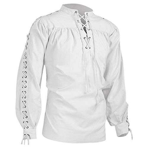 Modaworld Herren Baumwolle Klassisch Schottisch Jacobit Ghillie Kilt Shirt Langarm Gemütliche Schnürung Piraten Shirts Mittelalter Vintage Kostüm Tops Modaworld Herren Baumwolle Klassisch Schottisch Jacobit Ghillie Kilt Shirt Langarm Gemütliche Schnürung Piraten Shirts Mittelalter Vintage Kostüm Tops von Modaworld