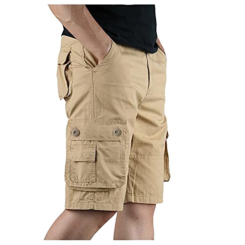 Modaworld Herren Cargo Shorts Stretch Hose mit Taschen und Kordel Kurze Hose Sporthose Loose Fit Bermuda Stretch Herrenshorts Short Men Pants Sommerhose für Männer von Modaworld