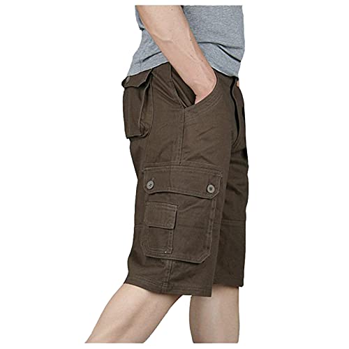 Modaworld Herren Cargo Shorts Stretch Hose mit Taschen und Kordel Kurze Hose Sporthose Loose Fit Bermuda Stretch Herrenshorts Short Men Pants Sommerhose für Männer von Modaworld