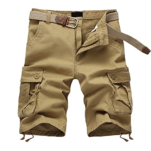 Modaworld Herren Cargo Shorts Stretch Hose mit Taschen und Kordel Kurze Hose Sporthose Loose Fit Bermuda Stretch Herrenshorts Short Men Pants Sommerhose für Männer von Modaworld