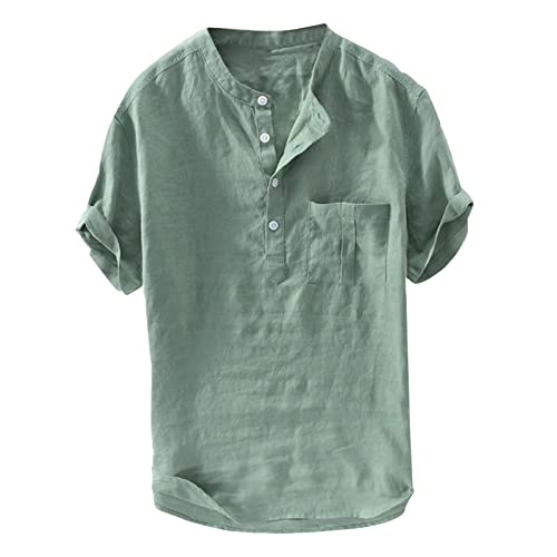 Modaworld Herren Leinenhemd leinen Shirt Sommerhemd Kurzarm Hemden mit Stehkragen Kurze Knopfleiste Modaworld Herren Leinenhemd leinen Shirt Sommerhemd Kurzarm Hemden mit Stehkragen Kurze Knopfleiste von Modaworld