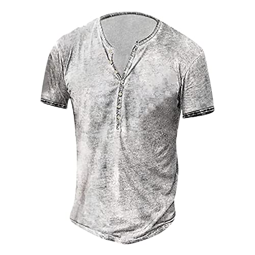 Modaworld T-Shirt Herren Kurzarm V-Ausschnitt Basic Shirt Shortsleeve Sport Oberteil mit Knopfleiste Vintage Prints Muscle Shirt Verwaschen Tops Modaworld T-Shirt Herren Kurzarm V-Ausschnitt Basic Shirt Shortsleeve Sport Oberteil mit Knopfleiste Vintage Prints Muscle Shirt Verwaschen Tops von Modaworld