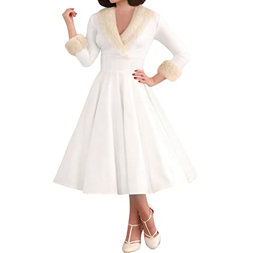 Weihnachtskleid Damen Langarm Rot Weiß Weihnachten Party Kleider V-Ausschnitt Weihnachtsmann Kostüm Samt Kleid Weihnachtskleider Weihnachtsfrau Midi Kleid Tunika Elegant Abendkleid Partykleid Weihnachtskleid Damen Langarm Rot Weiß Weihnachten Party Kleider V-Ausschnitt Weihnachtsmann Kostüm Samt Kleid Weihnachtskleider Weihnachtsfrau Midi Kleid Tunika Elegant Abendkleid Partykleid von Modaworld