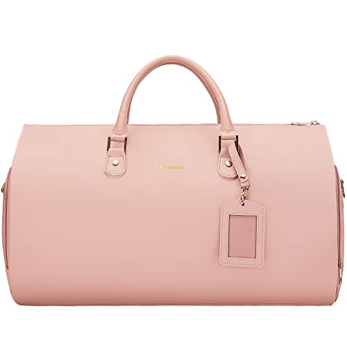 Modoker Damen-Kleidersack aus Leder mit Schulterriemen, 2-in-1 zum Aufhängen, für Koffer, Anzug, Reisetasche, Pink Modoker Damen-Kleidersack aus Leder mit Schulterriemen, 2-in-1 zum Aufhängen, für Koffer, Anzug, Reisetasche, Pink von Modoker