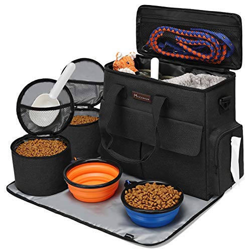 Von Fluggesellschaften zugelassene Haustier-Reisetasche, Wochenend-Hundereiseset für Hund und Katze, von Fluggesellschaften zugelassener Trage-Organizer mit Multifunktionstaschen, Schwarz Von Fluggesellschaften zugelassene Haustier-Reisetasche, Wochenend-Hundereiseset für Hund und Katze, von Fluggesellschaften zugelassener Trage-Organizer mit Multifunktionstaschen, Schwarz von Modoker