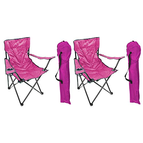 2'er Set Anglersessel Campingstuhl Faltstuhl Anglerstuhl Regiestuhl Pink mit Getränkehalter und Tasche von Mojawo