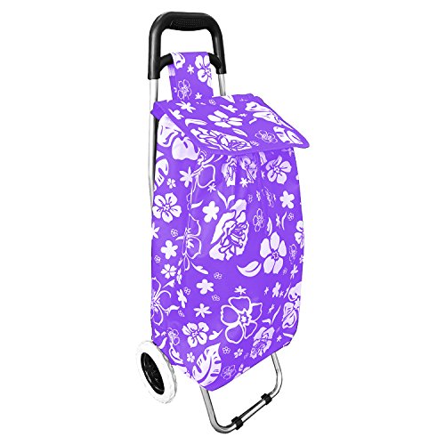 Einkaufstrolley Treppensteiger Einkaufsroller Einkaufskorb Blumenmuster mit Rädern Violett klappbar Einkaufstrolley Treppensteiger Einkaufsroller Einkaufskorb Blumenmuster mit Rädern Violett klappbar von Mojawo