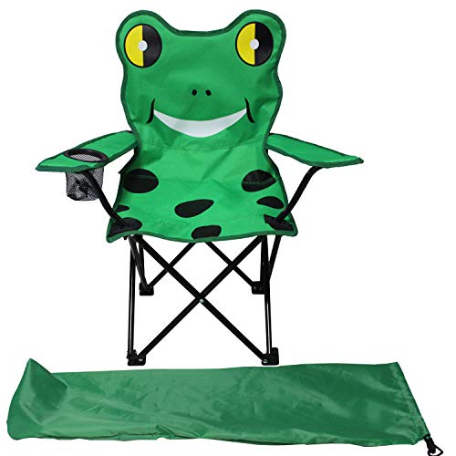 Kinder Anglersessel Campingstuhl Faltstuhl Anglerstuhl Motiv Frosch mit Getränkehalter und Tasche, Entspannen, Platzsparend, Grün von Mojawo