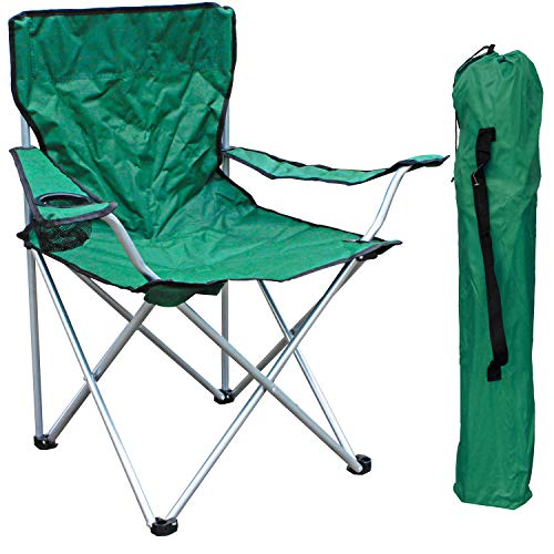 Anglersessel Campingstuhl Faltstuhl Anglerstuhl Regiestuhl mit Getränkehalter und Tasche belastbar bis 120kg, Farben:Grün von Mojawo