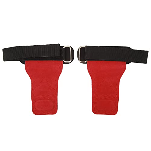 Mokernali Unisex-Gymnastikhandschuhe, Crossfit-Handschuhe, 1 Paar Handschuhe mit Griffbändern, Doppellagiges Leder, rutschfest, für Gymnastiktraining (Red) von Mokernali