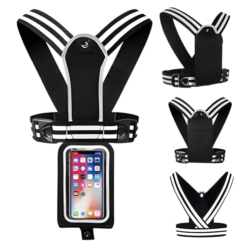 Laufweste Telefonhalter, Brust Telefonhalter, Reflektierende Laufweste, mit Verstellbarem Bund und Abnehmbarer Wasserdichter Handy-Tasche für Damen und Herren Laufweste Telefonhalter, Brust Telefonhalter, Reflektierende Laufweste, mit Verstellbarem Bund und Abnehmbarer Wasserdichter Handy-Tasche für Damen und Herren von Mokeum