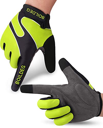 boildeg Fahrradhandschuhe Radsporthandschuhe rutschfeste und stoßdämpfende Mountainbike Handschuhe mit Signalfarbe geeiget Unisex Herren Damen von boildeg