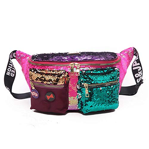 Molinter Hüfttaschen Bauchtasche Gürteltasche Damen Paillette Glitzer Sporttasche für Frauen Mädchen Kinder (Rosenrot) von Molinter