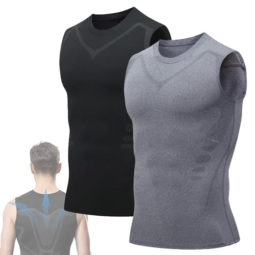 MoliseMeotans Qiawi Ionic Shaping Vest, Ionic Shaping Sleeveless Shirt for Men, Menionic Tourmaline Posture Corrector Vest (A2+3,3XL) von MoliseMeotans
