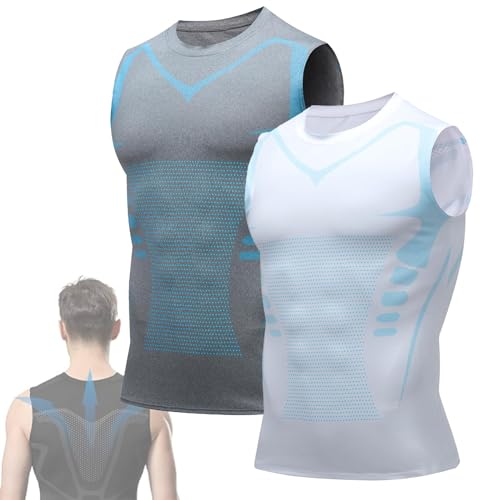 MoliseMeotans Qiawi Ionic Shaping Vest, Ionic Shaping Sleeveless Shirt for Men, Menionic Tourmaline Posture Corrector Vest (B1+3,XL) von MoliseMeotans