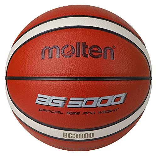 Molten BG3000 Basketball, für drinnen und draußen, Kunstleder, Größe 6, orange/elfenbeinfarben, geeignet für Jungen im Alter von 12, 13, 14 und Mädchen im Alter von 14 und Erwachsene, 32 von Molten