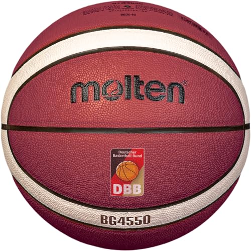 Molten Basketball B7G4550-DBB, Wettspielball, Premium Synthetik-Leder, 12 Felder, Größe 7 von Molten