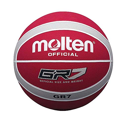 Molten Basketball aus Gummi, offizielles Lizenzprodukt, Größe 5, Rot/silberfarben Molten Basketball aus Gummi, offizielles Lizenzprodukt, Größe 5, Rot/silberfarben von Molten