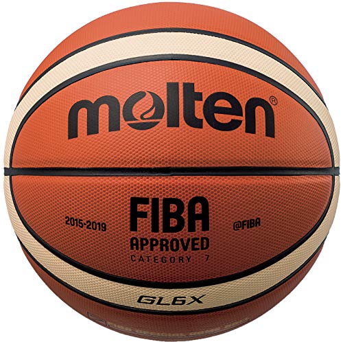 Molten Leder Basketball, orange/Hellbraun, mittlere Größe 6, Modell: BGL6X Molten Leder Basketball, orange/Hellbraun, mittlere Größe 6, Modell: BGL6X von Molten