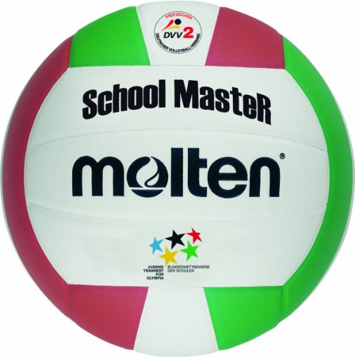 Molten School Master Volleyball Gr. 5 Ball, Weiss/ROT/GRÜN, 5 von Molten