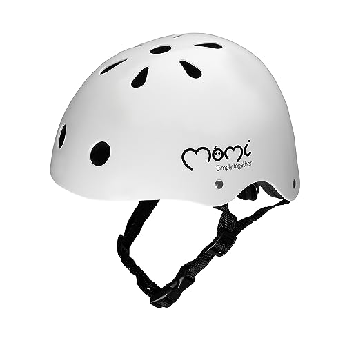 Momi Unisex-Children Mimi Kinderhelm verstellbare, für Kopfumfang 47 – 58 cm, stoßfeste ABS-Außenschale, schlagfeste EPS-Innenschale, Weiss Matt, 47-58 von Momi