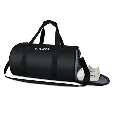 Reisetasche Sporttasche mit Schuhfach,Tasche für Sport & Fitness für Damen und Herren Yoga Pilates Strand Freizeit Gym-Tasche Weekender Urlaub (schwarz) von Momogrow