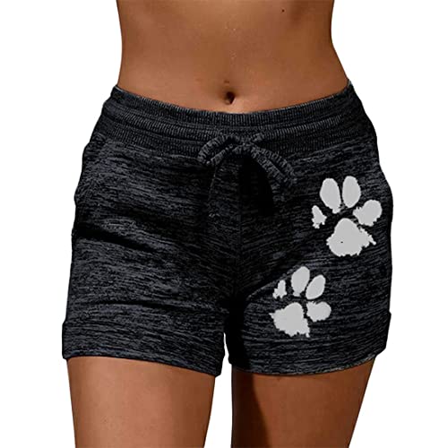 MoneRffi Kurze Hosen Damen Shorts Sommer Sportshorts Kurze Sporthose Sweatshorts Leichte Luftige Jogginghose Stretch Sweat Shorts Dreiviertel Hose(Schwarz，XXL) von MoneRffi