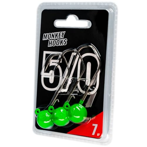 Monkey Lures Hook - 3 Jigköpfe, Größe/Gewicht/Farbe:Gr. 5/0 / 7g / Grün Monkey Lures Hook - 3 Jigköpfe, Größe/Gewicht/Farbe:Gr. 5/0 / 7g / Grün von Monkey Lures