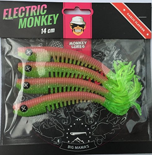 Monkey Lures Hairy Lui 14cm - 4 Gummifische, Monkey Lures Farbe:Electric Monkey von Monkey Lures