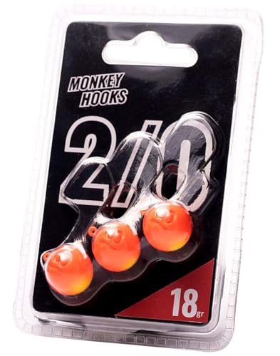 Monkey Lures Hook - 3 Jigköpfe, Größe/Gewicht/Farbe:Gr. 2/0 / 18g / Orange Monkey Lures Hook - 3 Jigköpfe, Größe/Gewicht/Farbe:Gr. 2/0 / 18g / Orange von Monkey Lures