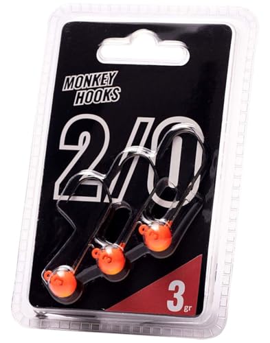 Monkey Lures Hook - 3 Jigköpfe, Größe/Gewicht/Farbe:Gr. 2/0 / 3g / Orange Monkey Lures Hook - 3 Jigköpfe, Größe/Gewicht/Farbe:Gr. 2/0 / 3g / Orange von Monkey Lures