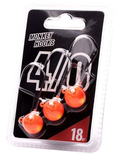 Monkey Lures Hook - 3 Jigköpfe, Größe/Gewicht/Farbe:Gr. 4/0 / 18g / Orange Monkey Lures Hook - 3 Jigköpfe, Größe/Gewicht/Farbe:Gr. 4/0 / 18g / Orange von Monkey Lures