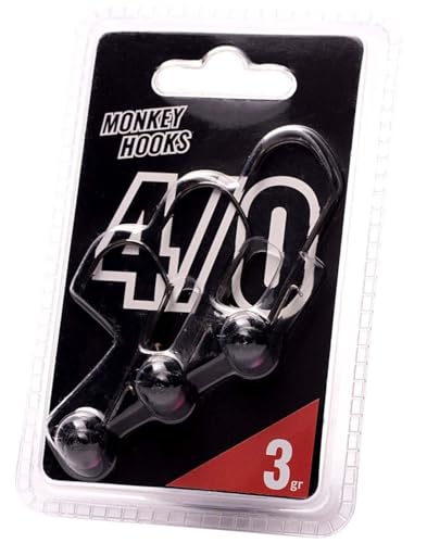 Monkey Lures Hook - 3 Jigköpfe, Größe/Gewicht/Farbe:Gr. 4/0 / 3g / Schwarz Monkey Lures Hook - 3 Jigköpfe, Größe/Gewicht/Farbe:Gr. 4/0 / 3g / Schwarz von Monkey Lures