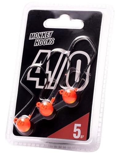 Monkey Lures Hook - 3 Jigköpfe, Größe/Gewicht/Farbe:Gr. 4/0 / 5g / Orange Monkey Lures Hook - 3 Jigköpfe, Größe/Gewicht/Farbe:Gr. 4/0 / 5g / Orange von Monkey Lures