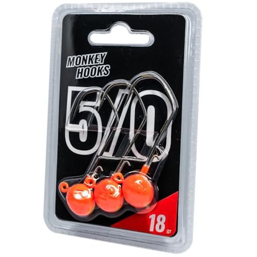 Monkey Lures Hook - 3 Jigköpfe, Größe/Gewicht/Farbe:Gr. 5/0 / 18g / Orange von Monkey Lures