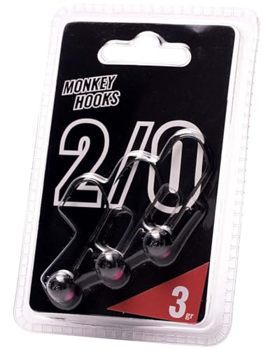 Monkey Lures Hook - 3 Jigköpfe, Größe/Gewicht/Farbe:Gr. 2/0 / 3g / Schwarz Monkey Lures Hook - 3 Jigköpfe, Größe/Gewicht/Farbe:Gr. 2/0 / 3g / Schwarz von Monkey Lures