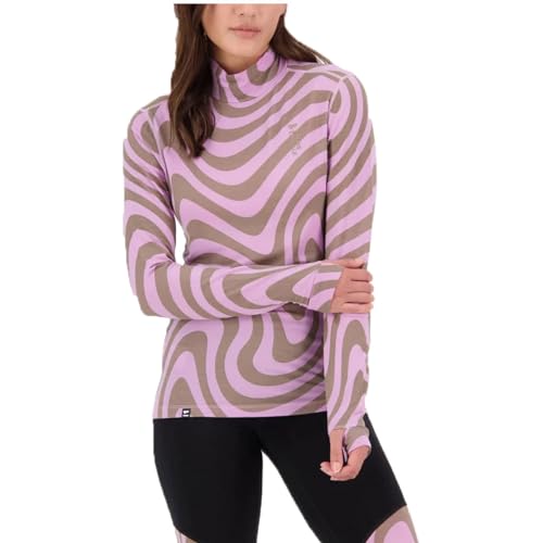 Mons Royale Damen Cascade Merino Flex 200 Mock Neck Longsleeve, Blazing Trails, M von Mons Royale