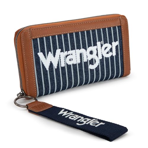 Montana West Wrangler Classic Logo Wristlet Wallets for Women Classic Retro Wallet Purse Bifold Oversized Logo Clutch Wristlet, Boho, Marineblau Montana West Wrangler Classic Logo Wristlet Wallets for Women Classic Retro Wallet Purse Bifold Oversized Logo Clutch Wristlet, Boho, Marineblau von Montana West